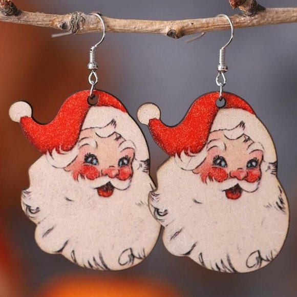 Santa Clause Christmas Holiday Drop Earrings - Picture 1 of 1